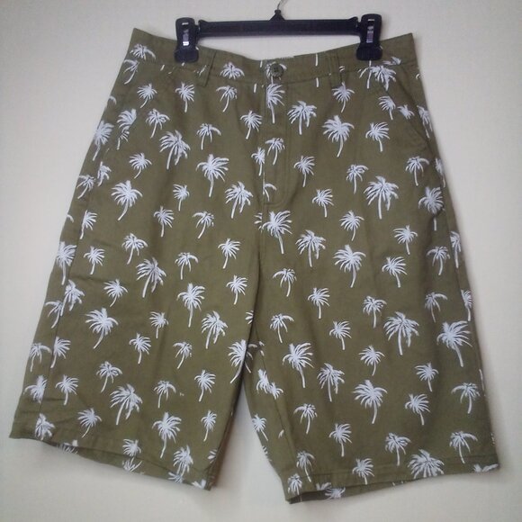 Brooklyn Express Shorts Men 34 Palm Trees Brown White - Picture 1 of 15